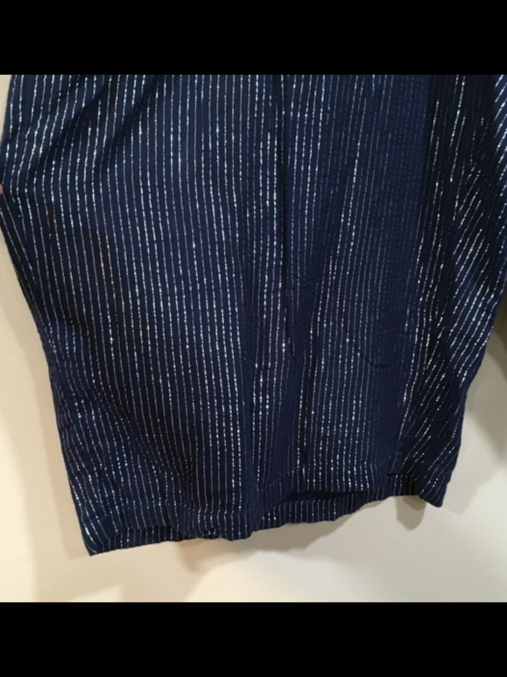 Lane Bryant Navy Elastic Waist Pants with Metallic Pin Stripes- 28P - Picture 4 of 7